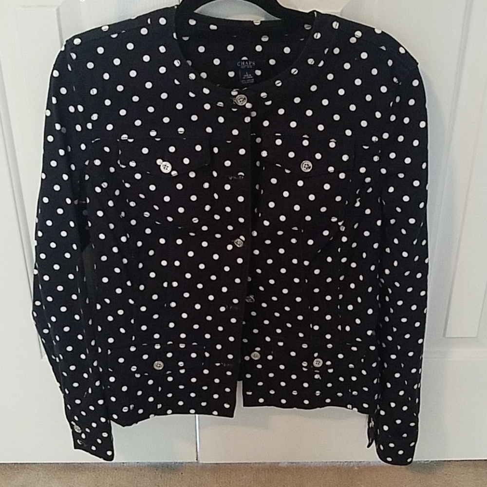 Chaps by Ralph Lauren navy polka dot jacket size L